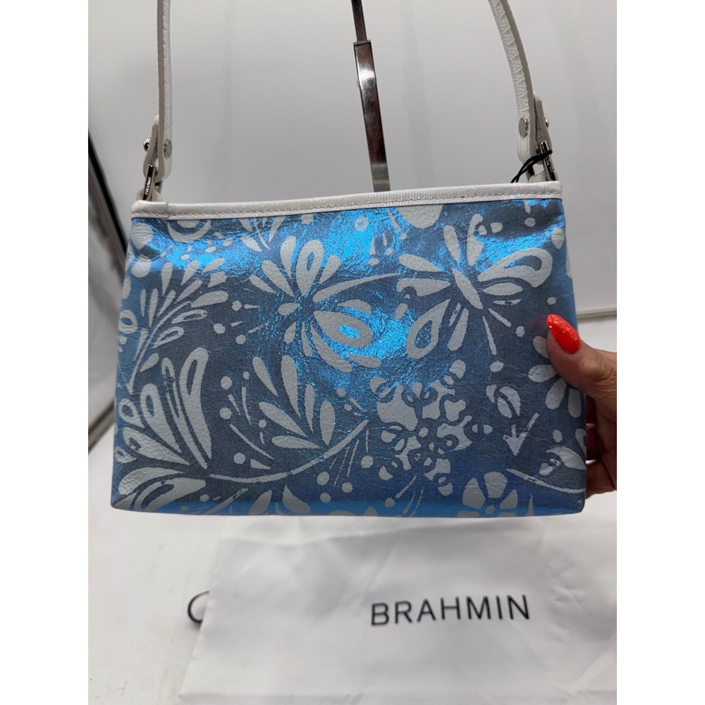 Brahmin Lorelei Bellbottom Blue Lucent Leather Shoulder Bag S10 2413 01333 - Picture 10 of 16